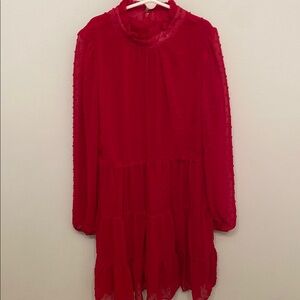 Elegant Red Long Sleeve Dress